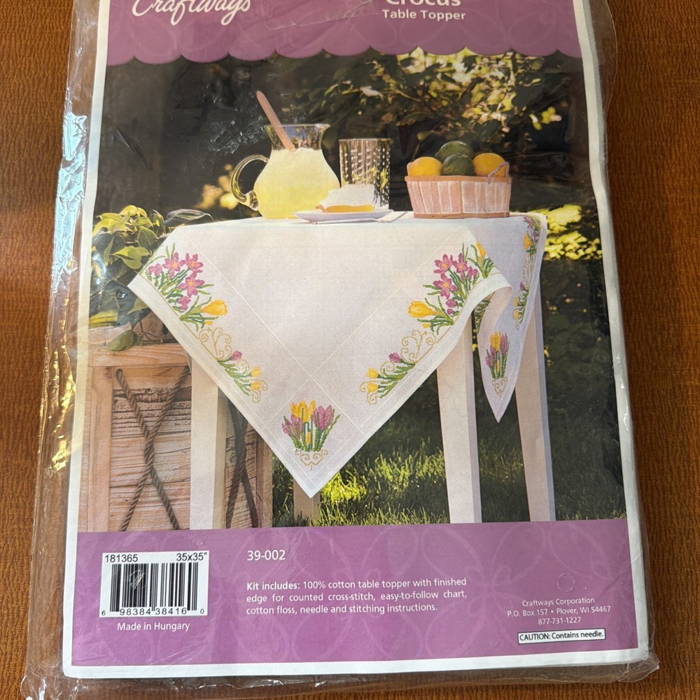 Craftways "Crocus" Table Topper Kit With Floss 35" By 35"‎